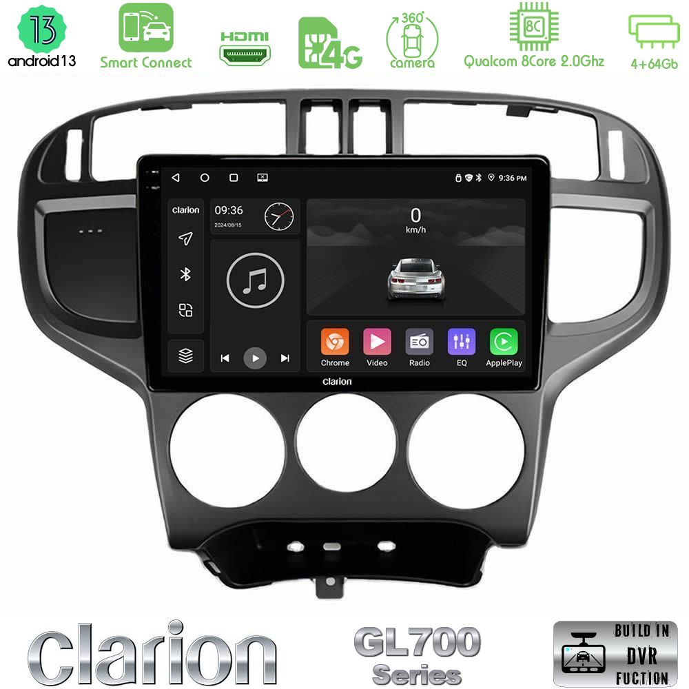 Clarion GL700 Series 8Core Android13 4+64GB Hyundai Matrix 2001-2010 Navigation Multimedia Tablet 9" Με Carplay & Android Auto