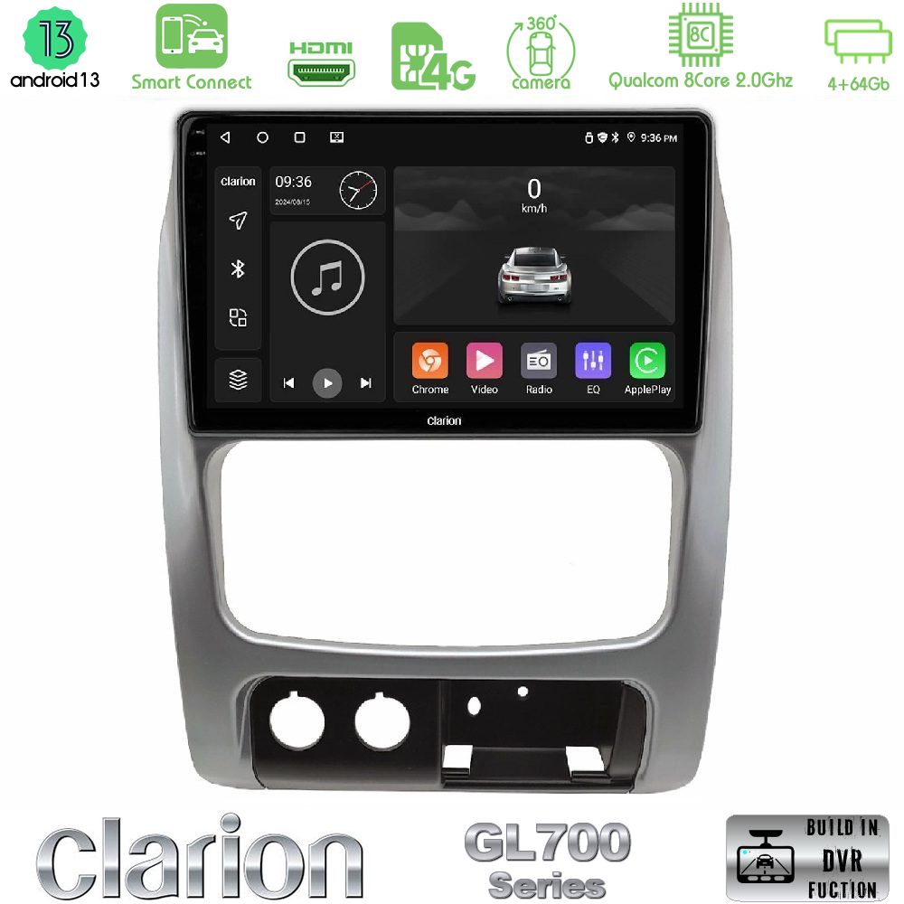 Clarion GL700 Series 8Core Android13 4+64GB Jeep Cherokee (KJ) 2002-2007 Navigation Multimedia Tablet 9" Με Carplay & Android Auto
