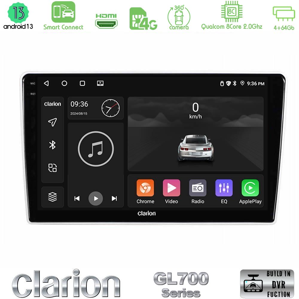 Clarion GL700 Series Kia Sportage 2005-2008 8Core Android13 4+64GB Navigation Multimedia Tablet 9" Με Carplay & Android Auto Με Carplay & Android Auto