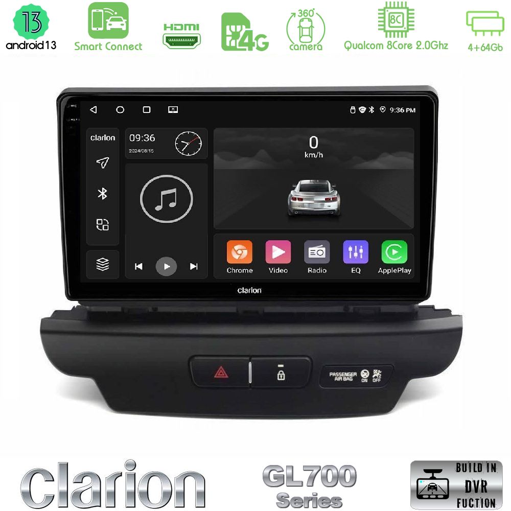 Clarion GL700 Series 8Core Android13 4+64GB Kia Ceed 2018-2023 Navigation Multimedia Tablet 9" Με Carplay & Android Auto (Low Version)