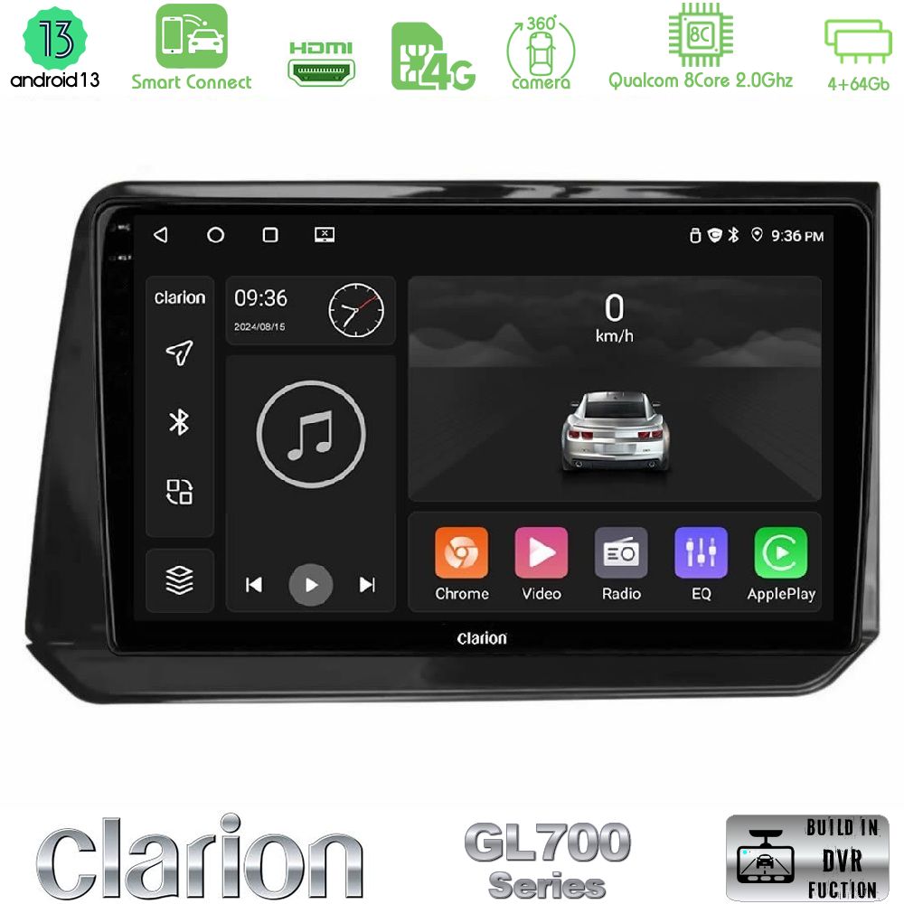 Clarion GL700 Series 8Core Android13 4+64GB Nissan Note 2021-2026 RHD Navigation Multimedia Tablet 10" Με Carplay & Android Auto