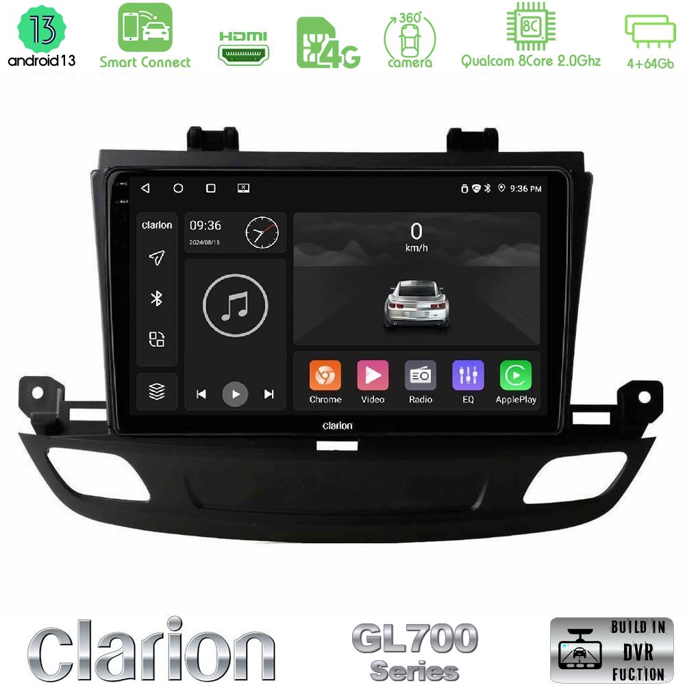 Clarion GL700 Series 8Core Android13 4+64GB Opel Insignia 2 2017-2020 Navigation Multimedia Tablet 9" Με Carplay & Android Auto