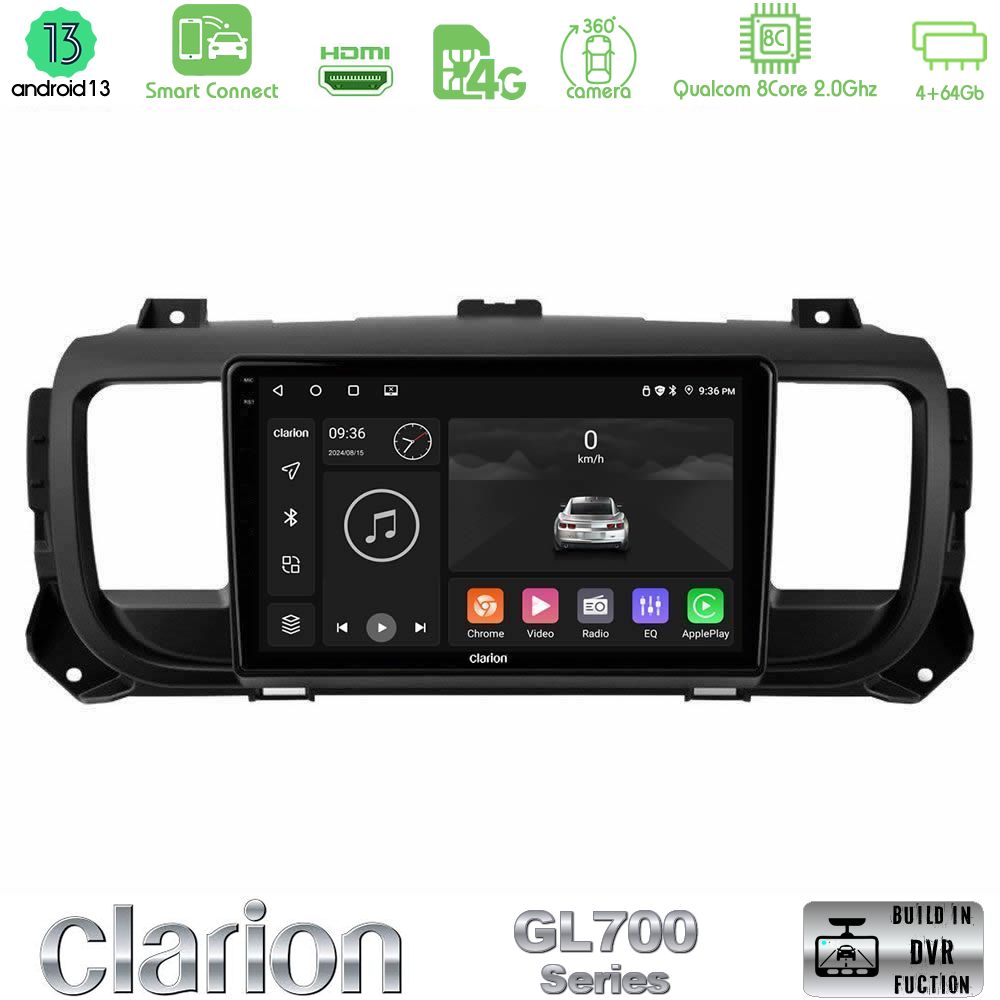 Clarion GL700 Series 8Core Android13 4+64GB Citroen/Peugeot/Opel/Toyota Navigation Multimedia Tablet 9" Με Carplay & Android Auto