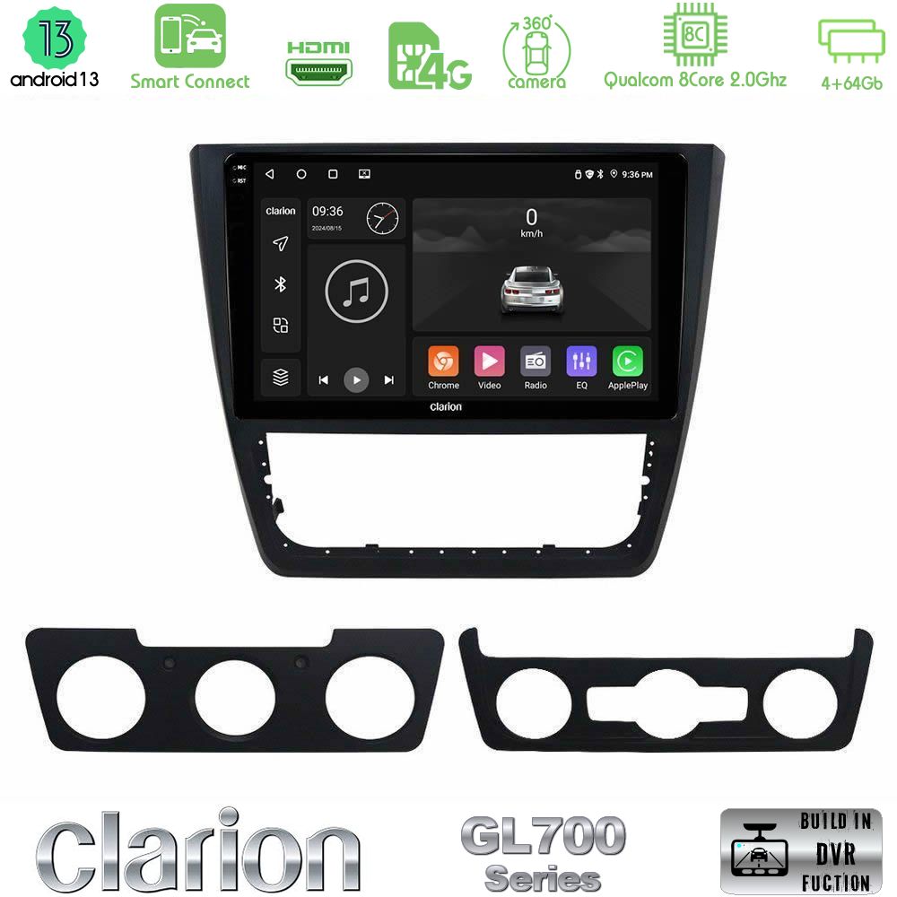 Clarion GL700 Series 8Core Android13 4+64GB Skoda Yeti 2009-> Navigation Multimedia Tablet 10" Με Carplay & Android Auto