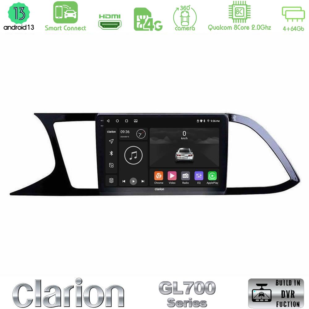 Clarion GL700 Series 8Core Android13 4+64GB Seat Leon 2013 – 2019 Navigation Multimedia Tablet 9" Με Carplay & Android Auto