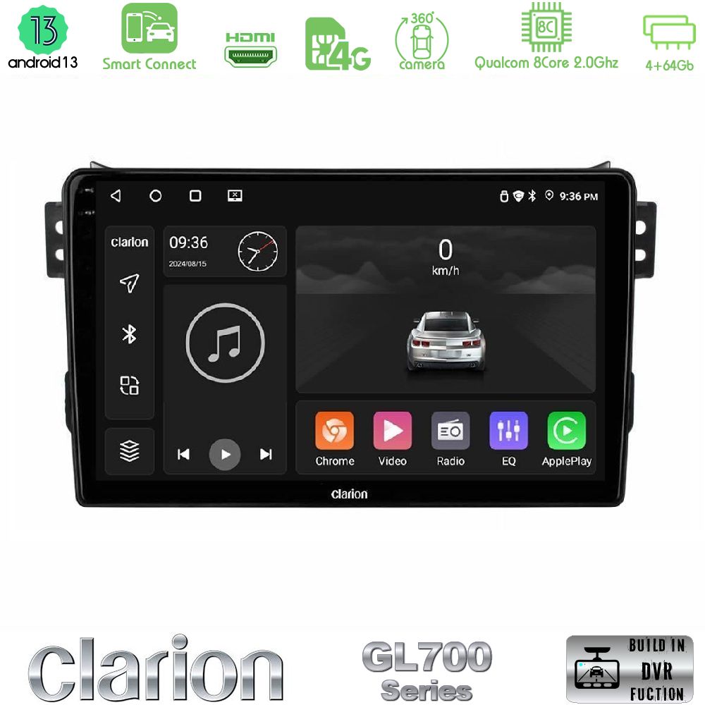 Clarion GL700 Series 8Core Android13 4+64GB Suzuki Splash & Opel Agila 2008-2014 Navigation Multimedia Tablet 9" Με Carplay & Android Auto