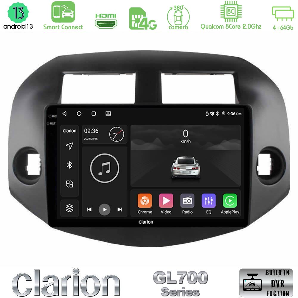 Clarion GL700 Series 8Core Android13 4+64GB Toyota Rav4 2006-2012 Navigation Multimedia Tablet 10" Με Carplay & Android Auto