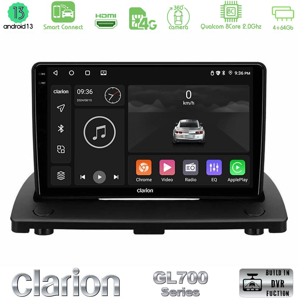 Clarion GL700 Series 8Core Android13 4+64GB Volvo XC90 2006-2014 Navigation Multimedia Tablet 9" Με Carplay & Android Auto