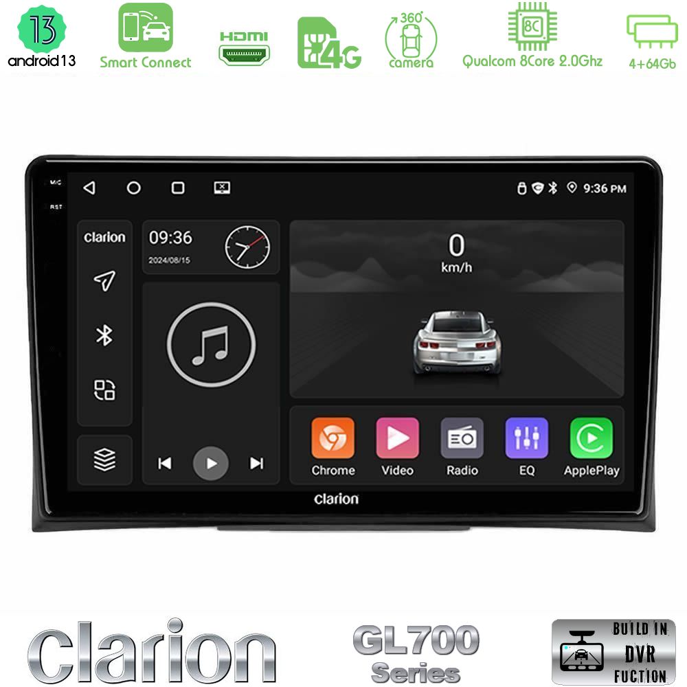 Clarion GL700 Series 8Core Android13 4+64GB VW Transporter 2003-2015 Navigation Multimedia Tablet 9" Με Carplay & Android Auto