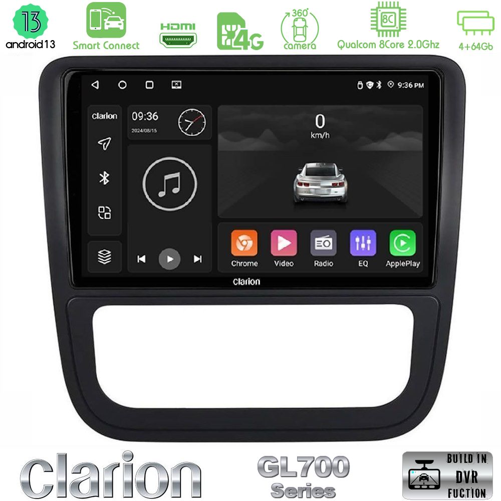 Clarion GL700 Series 8Core Android13 4+64GB VW Scirocco 2008-2014 Navigation Multimedia Tablet 9" Με Carplay & Android Auto